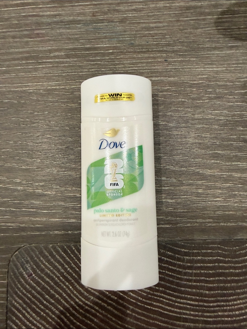 NWT  Dove FIFA Palo Santo & Sage Antiperspirant Deodorant 2.6 oz.